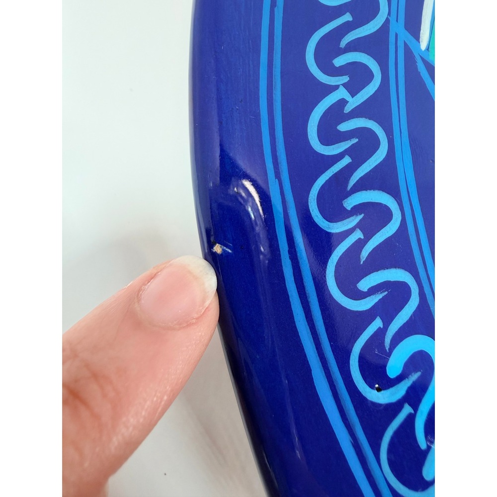 Omar Hand Painted Ceramic Plate 2017 Mexico Folk Art Blue Birds Flowers Decor - Picture 3 of 6